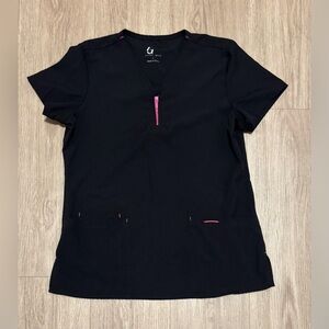Black with Pink detail Women's Scrub Top size Small